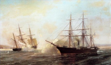 Alabama Bürger Kriegsschiff Seeschlacht Ölgemälde
